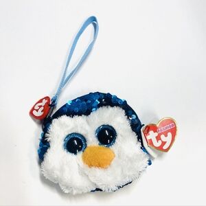 TY Penguin Sequin Keychain Coin Purse "Puddles"
